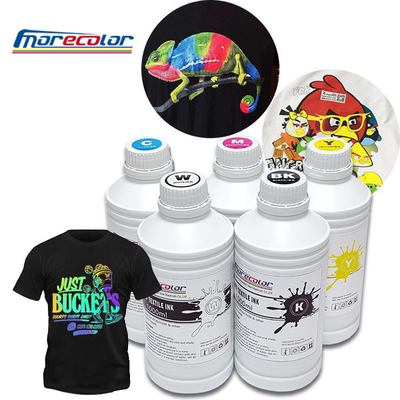 DTF tinta de impresión en color blanca de 1 litro 5 colores CMYK para la impresión por transferencia